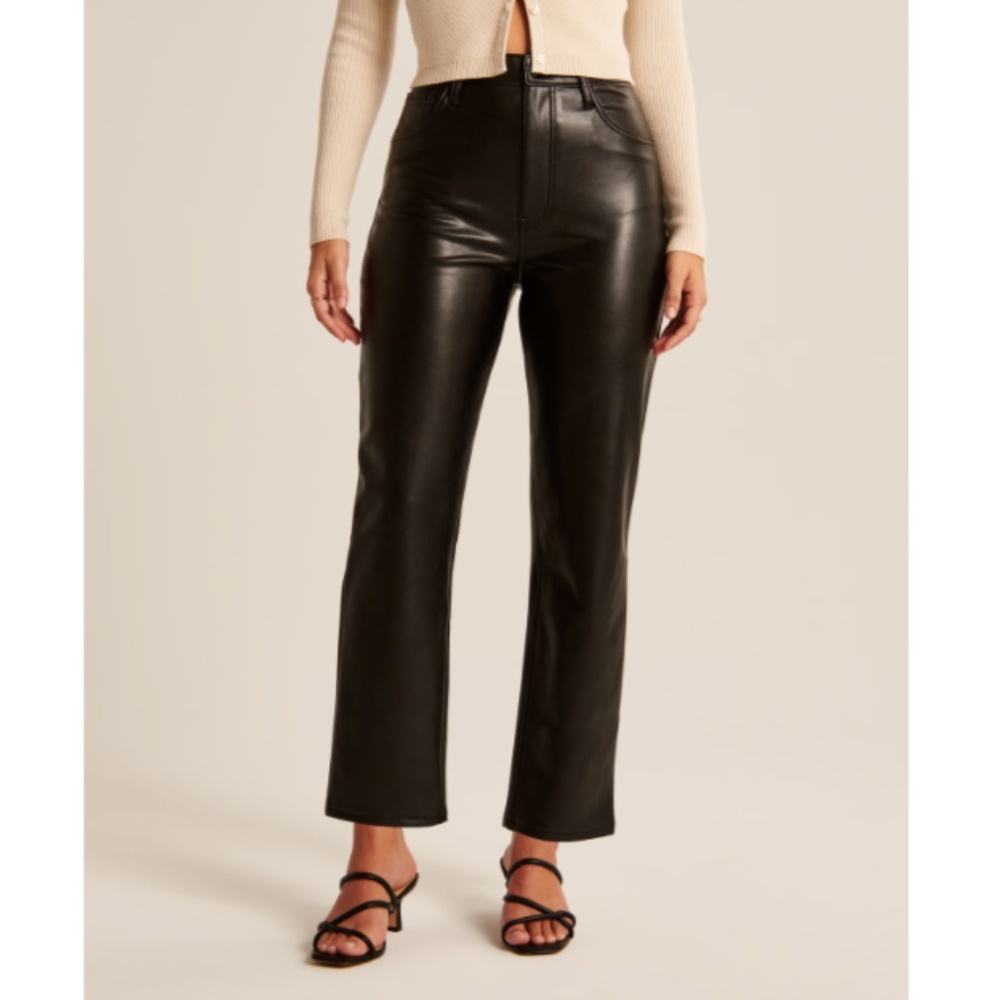 Abercrombie Curve Love Vegan Leather Ankle Straight Pants